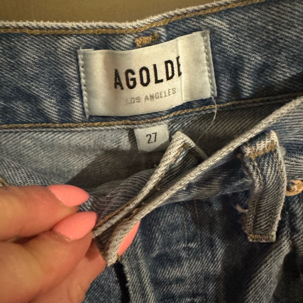 AGOLDE 90's High Rise Pinch Waist Straight Jeans Size 27 Button Fly Distressed - Picture 5 of 14